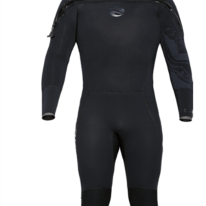 bare 8/7/6 semi-dry wetsuit features an attached hood and across the chest zipper for one of the warmest cold water wetsuit designs possible