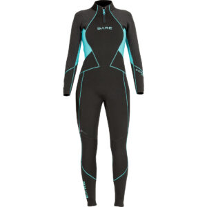 bare evoke wetsuit 2021 model black with teal accents up the waist and inner arms