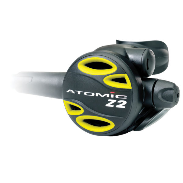 Atomic Aquatics Z2 Octopus Regulator is a safe second stage backup regulator that is yellow for emergency in the event a divers buddy runs out of gas you can pass this off to share your gas with them or in the event your primary regulator fails, your an switch out to the safe second stage