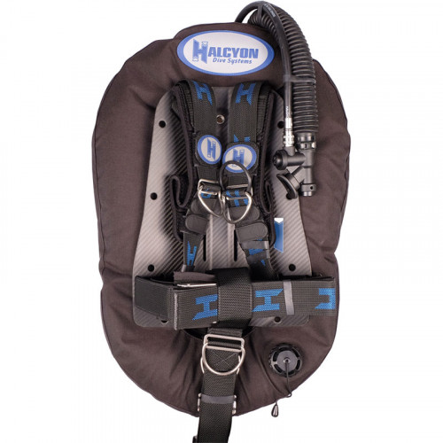 halcyon adventurer pro bcd with cinch harness, carbon fiber backplate and single tank straps