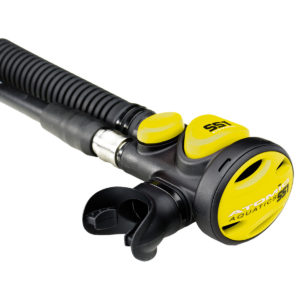 atomic aquatics ss1 alternate air source regulator is integrated into the bcd inflator hose and combines inflation and air delivery in an emergency to an out of air diver. available in red, yellow, pink or blue, titanium reg and in stainless steel or titanium materials. Yellow model pictured