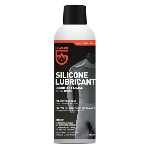 gear aid silicone spray in cfc friendly spray can with grey, black, orange and white colouring with black cap