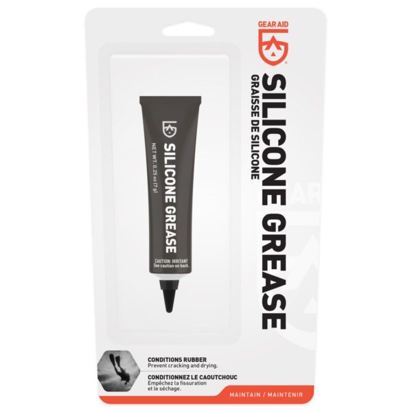 Gear Aid Silicone Grease .250z Tube black with white lettering in blister pack