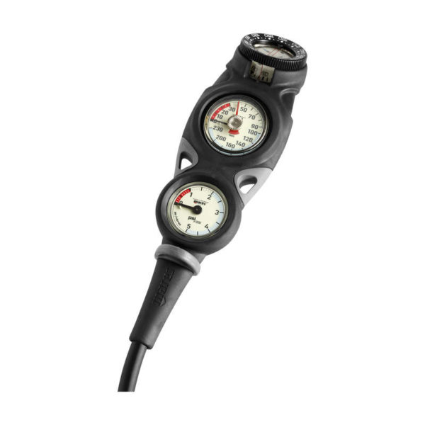 Mares Mission 3 Console pressure, depth and compass in a rubber boot with high pressure hose