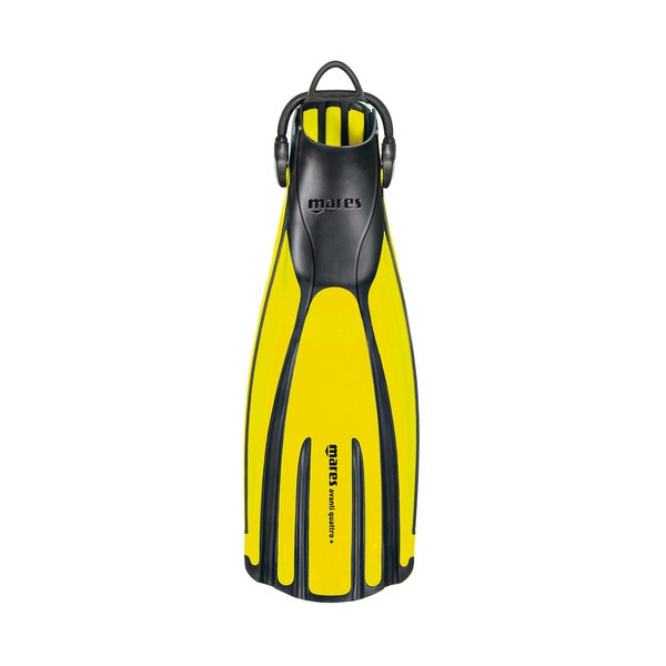 Mares Quattro + Fins Yellow with heel strap
