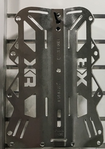 Mares XR Stainless Steel Backplate has specific triangle cutouts to reduce weight and is available in 3mm or 6mm thickness depending on the weight you want