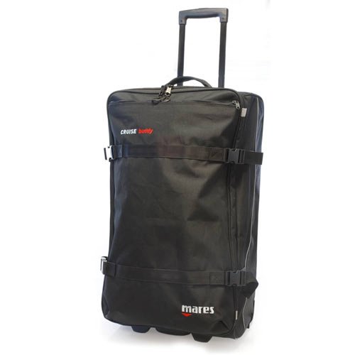 The Mares Cruise Buddy Roller Bag with wheels and a plastic pull out handle to make transportation easier