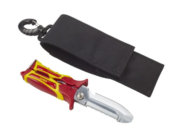 oms sk2 scissor knife combines a knife and shears in 1 tool with a black carry pouch