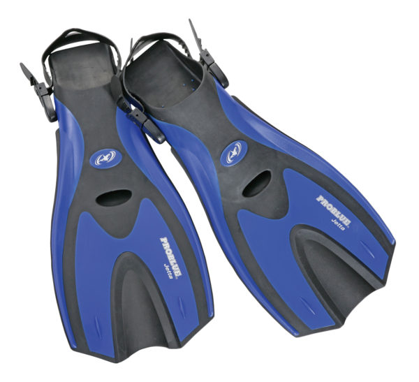 Problue Jetta Snorkeling Fin is an Open Heel Snorkel Fin that comes standard with an adjustable strap and quick-release buckle buckle system in blue, black or yellow colours