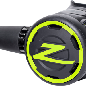 Zeagle F8 Octopus Regulator with yellow hose, cover adjustment knob and mouthpiece bit tabs