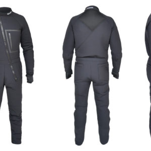 santi flex 190 undersuit with angled zipper all black with collar and wrist warmers