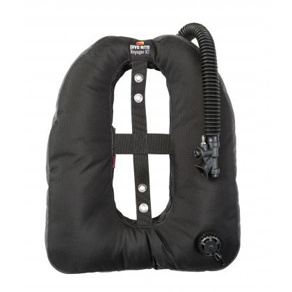 dive rite voyager exp wing black with corrugated bcd hose and inflator