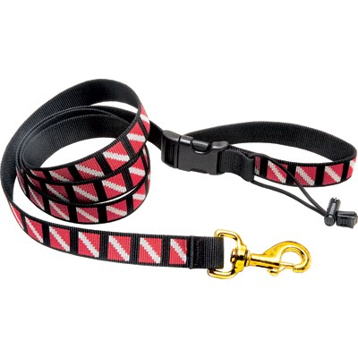 Dive Flag Pet Leash with embroidered dive flag down the entire length of the fabric with a brass bolt snap to clip to your pets collar