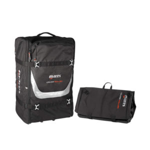 mares cruise backplate roller dive bag has wheels, folds up into small compact storable bag