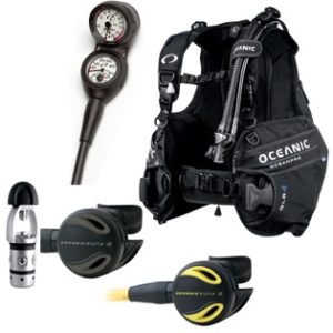 Oceanic Operator Packageis an open water package with simple regulator, octopus, jacket bcd and 2 gauge console
