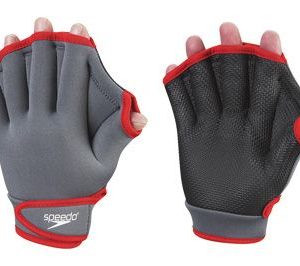 speedo aqua fitness gloves grey and red