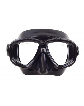 Dive Rite ES130 Mask black silicone skirt with 2 tempered glass lenses. Comes with hard case.