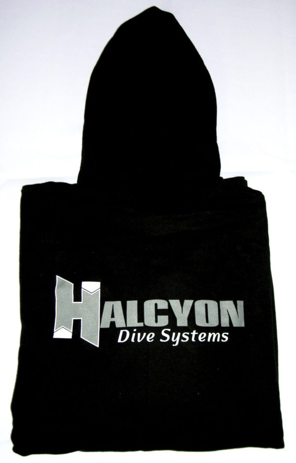 halcyon dive systems zippered logo long sleeve hoodie