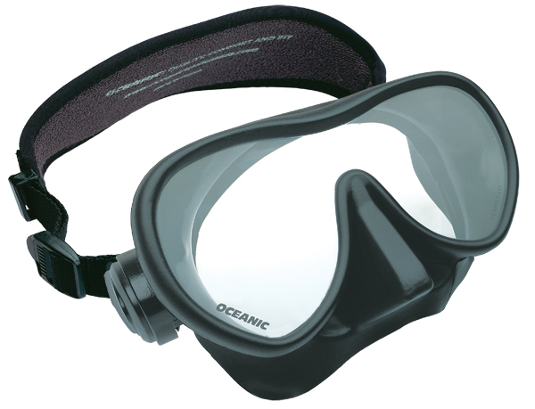 oceanic shadow mask frameless mask with single glass pane and neoprene mask strap