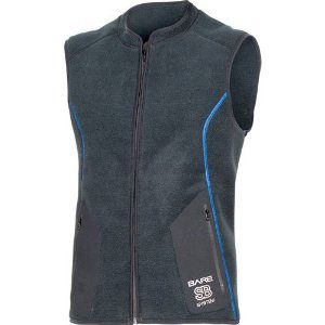 bare sb mid layer vest is a soft compression resistant dark grey vest with a front zipper up the middle