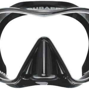 Scubapro Solo Mask Black and White Frame with black silicone strap
