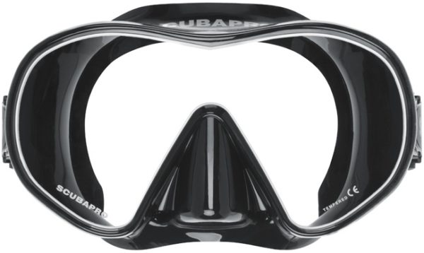 Scubapro Solo Mask Black and White Frame with black silicone strap