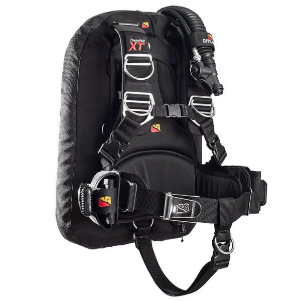 Dive Rite Transpac XT BCD Package includes crotch strap, weight system, wing and harness