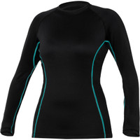 BARE Ultrawarmth Base Layer women's Top. long sleeve with blue stitching is the perfect aid for underneath your undresuit to help you improve comfort and brave the icy waters, as the BARE Ultrawarmth Base Layer features Celliant® Infrared Thermal Technology. Celliant Infrared Thermal Technology is FDA-determined as a heat recovery medical device. Designed to replace the older SB System base layers, Ultrawarmth seals in warmth and creates a protective heat barrier so divers can stay warmer for longer, even during their most chilling adventures. Advanced stretch breathable fabric draws moisture away from the body and creates a dry zone, next-to-skin barrier, while moisture is dispersed over a larger surface for quick evaporation. Power every dive with Ultrawarmth protection. Available in Men's and Women's Sizes. Buy Bare drysuits, drysuit underwear and accessories online in Canada with Free shipping from Dan's Dive Shop