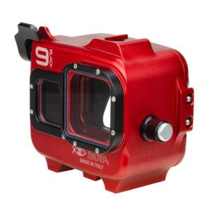 Isotta GoPro Hero9 and Hero10 Underwater Housing all red aluminum body with silver button and black controls