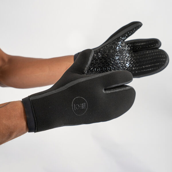 Fourth Element 7mm Neoprene Hydrolock Mitt all black with wrist seal, seam welded seams, textured palm