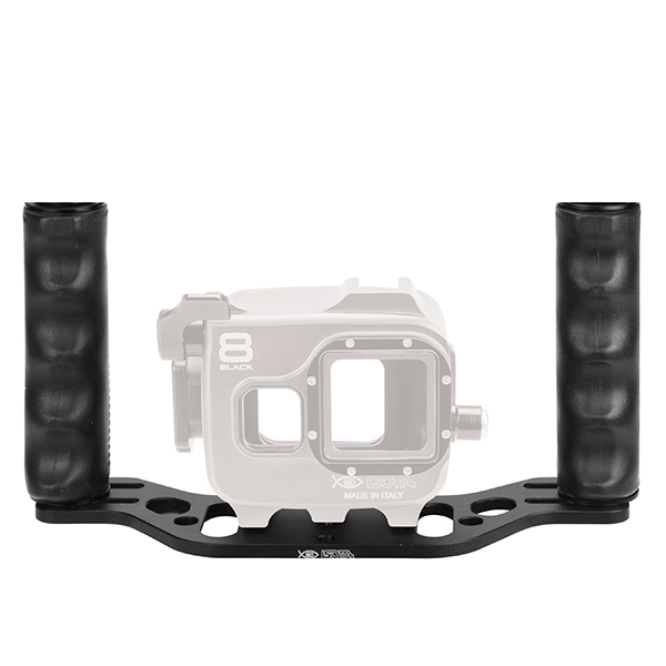 Isotta GoPro Tray a black aluminum base to rest a GOPRo camera on with 2 large ergonomic handles