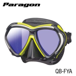 Tusa Paragon Mask black skirt with yellow trim around upper top and nose corners