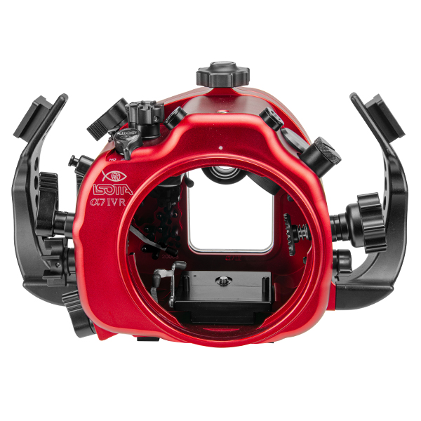Isotta Sony Alpha 7R IV Camera Housing red aluminum body with black handles and controls