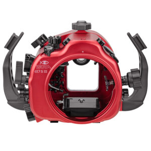 Isotta Sony Alpha 7S III Camera Housing with black aluminum handles, dials and red aluminium casing