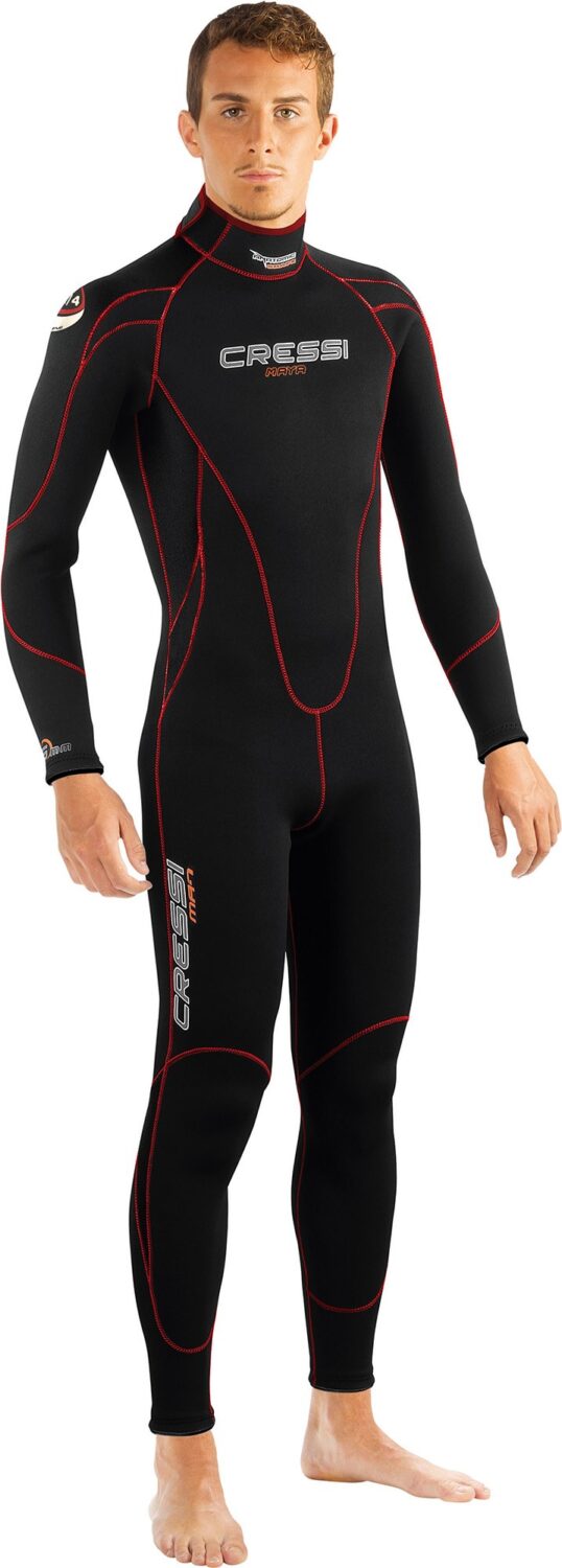 Cressi Maya 2.5mm Full Wetsuit Mens Red Stitching and Cressi Logo Center Chest