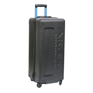 Akona Terrapin Spinner Bag front view with blue pullout handle
