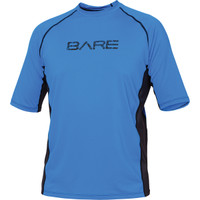 BARE Sunguard short sleeve blue is a well made, cost-conscious traditional style. Providing 50+ UV protection, their quick drying characteristics wick away water, preventing chills. FEATURES AND BENEFITS Short sleeve wind-chill & UV protection A “timeless” and more conservative design for those that want a traditional look 50+ UV rated protection to reduce overexposure to harmful UV rays leading to sunburn and other harmful effects Durable flastseam construction throughout to reduce seam chaffing and provides next-to-skin comfort TECHNICAL SPECIFICATIONS Material: 6.0oz. high stretch fabric ideal for the all-around watersports enthusiast Available in Mens and Women's sizing. Women's: Small, Medium, Large, Extra Large Men's: Small, Medium, Large, Extra Large, Double Extra Large, Triple Extra Large Colours: Pink for girls, Blue for boys. Buy Rash Guards/Sunshirts online in Canada or in store at Dan's Dive Shop, a Top Stocking retailer.