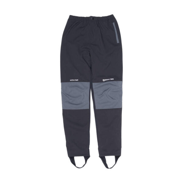 Mares XR Active Heating Pants black pants with stirrups on the fet and grey knee pads